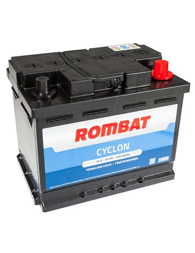 ROMBAT CYCLON 12V 55Ah 450A - Borna Normala (dreapta +)