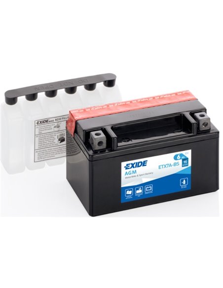 EXIDE AGM - moto START-STOP 12V 6Ah 90A - Borna Inversa (stanga +)