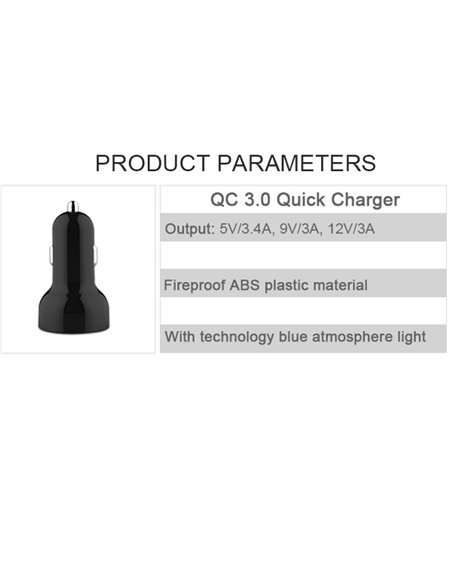 INCARCATOR AUTO 2XUSB QC3.0 CU AFISAJ TENSIUNE/PUTERE LED