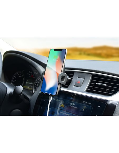 SUPORT TELEFON AUTO SMART CU INCARCARE WIRELESS FAST CHARGE SI FIXARE IN GRILA DE VENTILATIE