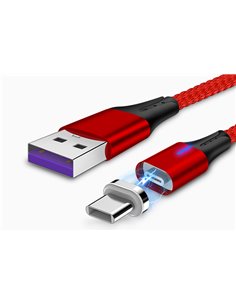 CABLU DATE INCARCARE 2IN1 FAST CHARGE 3.0 USB LA MICRO USB/TYPE-C 1.5M 5A ROSU