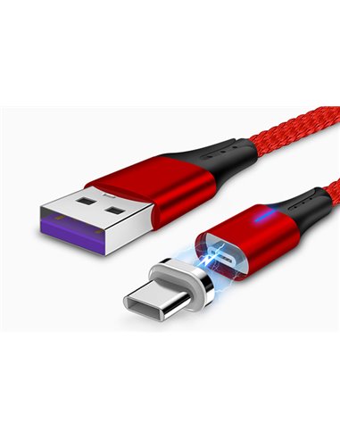 CABLU DATE INCARCARE 2IN1 FAST CHARGE 3.0 USB LA MICRO USB/TYPE-C 1.5M 5A ROSU