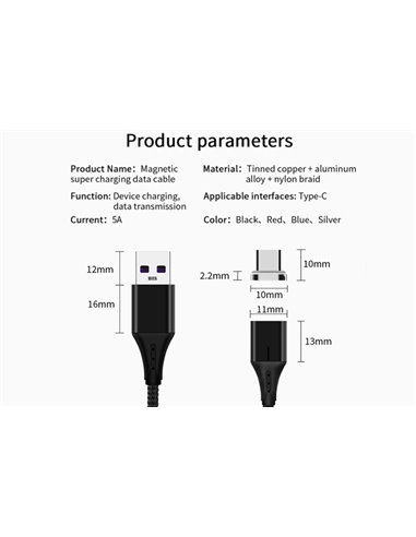 CABLU DATE INCARCARE 2IN1 FAST CHARGE 3.0 USB LA MICRO USB/TYPE-C 1.5M 5A ROSU