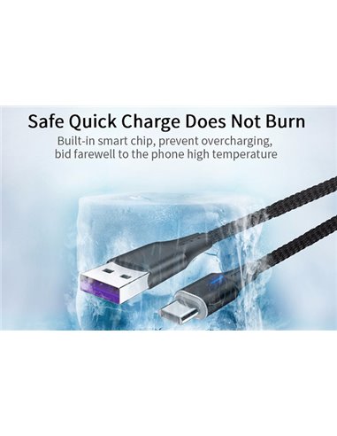 CABLU DATE INCARCARE 2IN1 FAST CHARGE 3.0 USB LA MICRO USB/TYPE-C 1.5M 5A ROSU