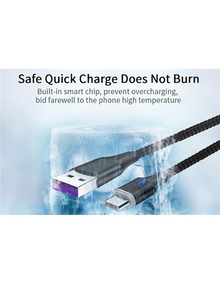 CABLU DATE INCARCARE 2IN1 FAST CHARGE 3.0 USB LA MICRO USB/TYPE-C 1.5M 5A ROSU