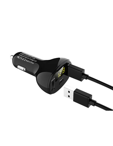INCARCATOR AUTO 1xUSB QC3.0 + 1xUSB 2.4A + 1xUSB Type-C CU AFISAJ TENSIUNE/PUTERE LED