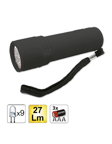 LANTERNA DE PLASTIC CU 9 LEDURI. CULOARE NEGRU