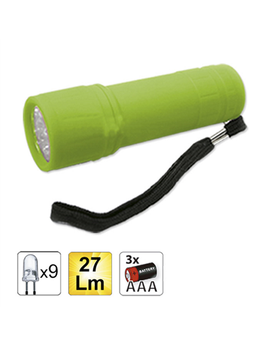 LANTERNA DE PLASTIC CU 9 LEDURI. VERDE