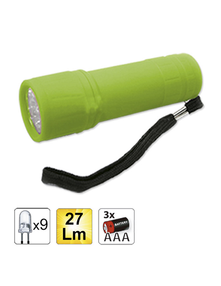 LANTERNA DE PLASTIC CU 9 LEDURI. VERDE
