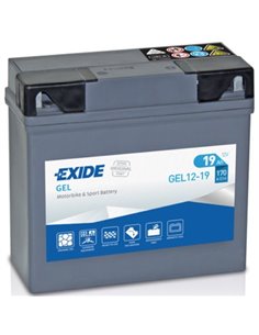 EXIDE GEL 12-19 moto START-STOP 12V 19Ah 170A - Borna Normala (dreapta +)