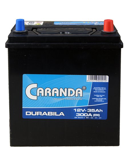 CARANDA DURABILA 12V 35Ah 300A - Borna Normala (dreapta +)