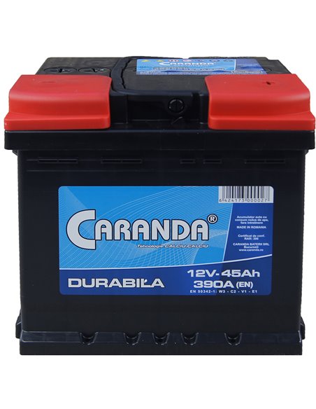 CARANDA DURABILA 12V 45Ah 390A - Borna Normala (dreapta +)