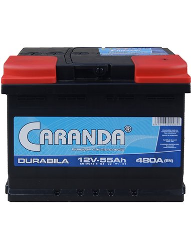 CARANDA DURABILA 12V 55Ah 480A - Borna Normala (dreapta +)