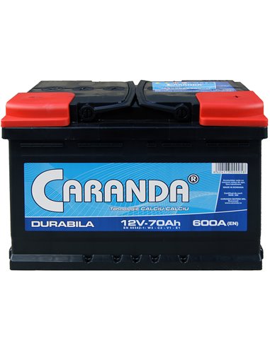 CARANDA DURABILA 12V 70Ah 600A - Borna Normala (dreapta +)