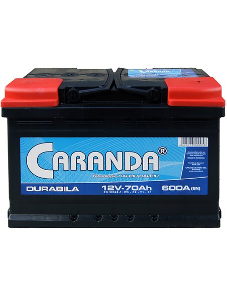 CARANDA DURABILA 12V 70Ah 600A - Borna Normala (dreapta +)