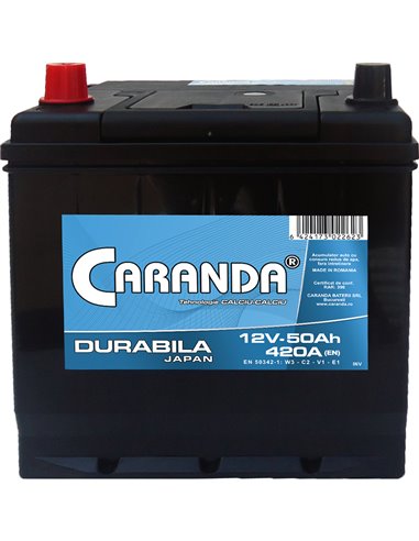CARANDA DURABILA JAPAN 12V 50Ah 420A - Borna Inversa (stanga +)
