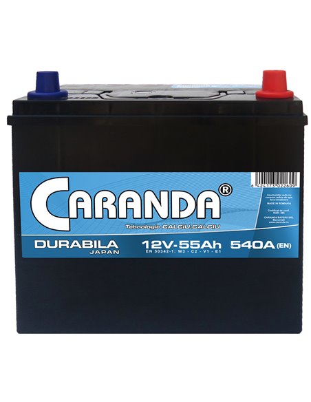 CARANDA DURABILA JAPAN 12V 55Ah 540A - Borna Normala (dreapta +)