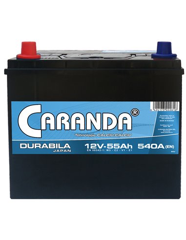 CARANDA DURABILA JAPAN 12V 55Ah 540A - Borna Inversa (stanga +)