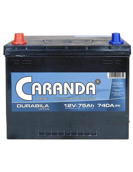 CARANDA DURABILA JAPAN 12V 75Ah 740A - Borna Inversa (stanga +)