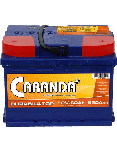 CARANDA DURABILA TOP 12V 60Ah 550A - Borna Normala (dreapta +)