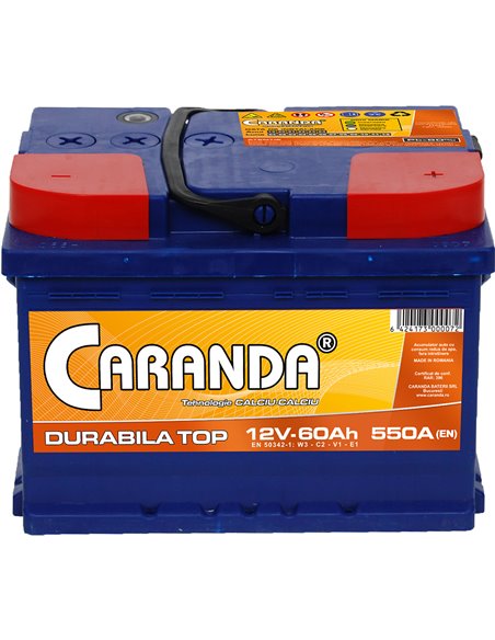 CARANDA DURABILA TOP 12V 60Ah 550A - Borna Normala (dreapta +)