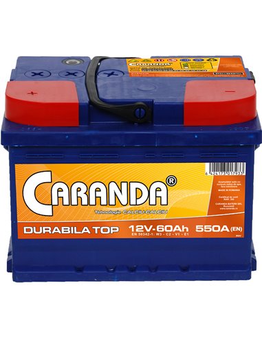 CARANDA DURABILA TOP 12V 60Ah 550A - Borna Inversa (stanga +)