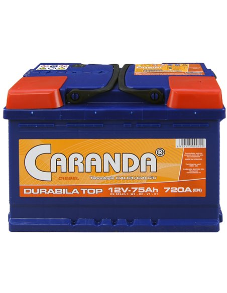CARANDA DURABILA TOP 12V 75Ah 720A - Borna Normala (dreapta +)