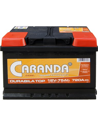 CARANDA DURABILA TOP 12V 75Ah 720A - Borna Inversa (stanga +)