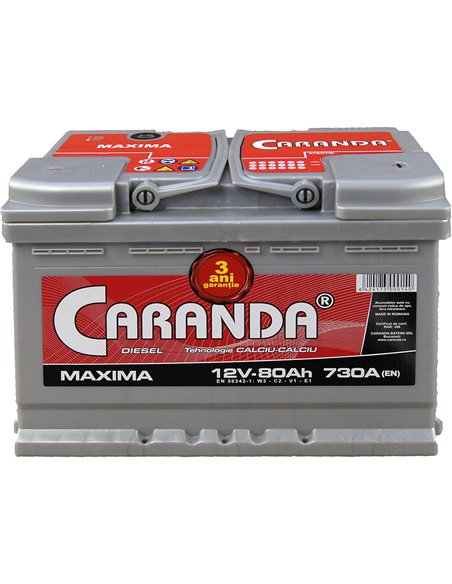 CARANDA MAXIMA 12V 80Ah 730A - Borna Normala (dreapta +)