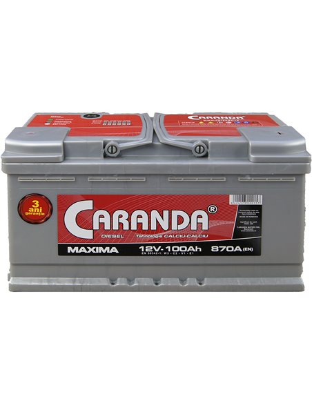 CARANDA MAXIMA 12V 100Ah 870A - Borna Normala (dreapta +)