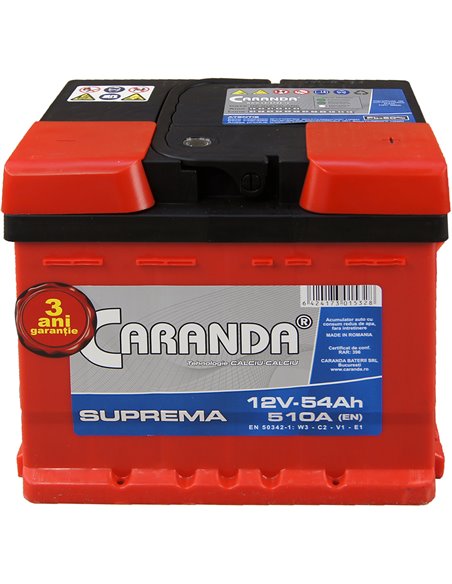 CARANDA SUPREMA 12V 54Ah 510A - Borna Normala (dreapta +)
