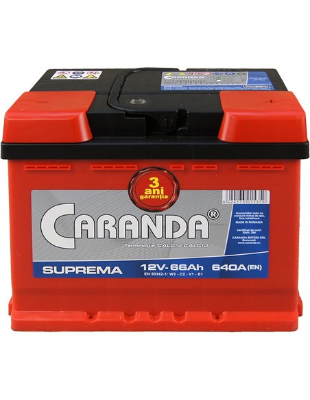 CARANDA SUPREMA 12V 66Ah 640A - Borna Normala (dreapta +)