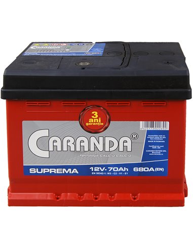 CARANDA SUPREMA 12V 70Ah 680A - Borna Normala (dreapta +)