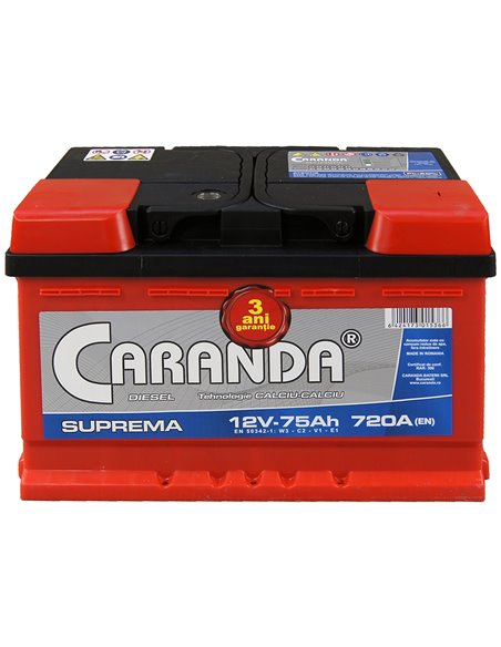CARANDA SUPREMA 12V 75Ah 720A - Borna Normala (dreapta +)