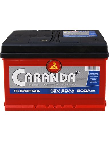 CARANDA SUPREMA 12V 80Ah 800A - Borna Normala (dreapta +)
