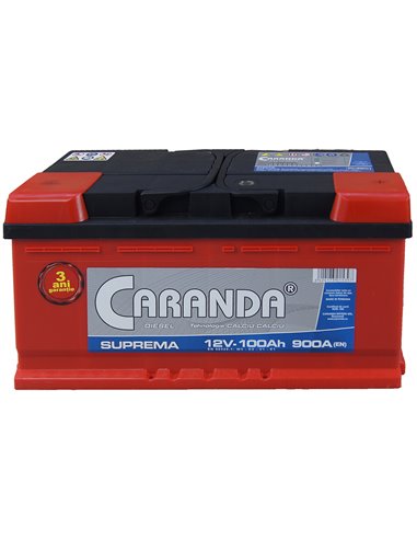 CARANDA SUPREMA 12V 100Ah 900A - Borna Normala (dreapta +)