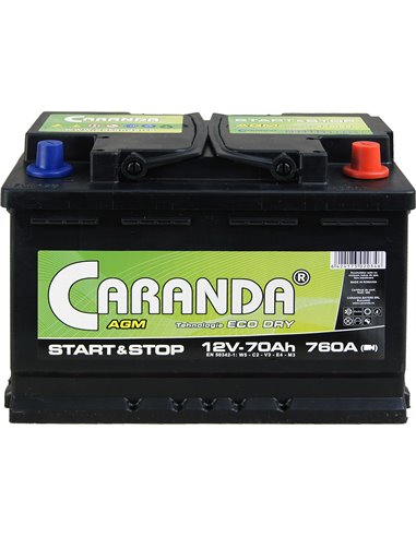 CARANDA START-STOP AGM 12V 70Ah 760A - Borna Normala (dreapta +)