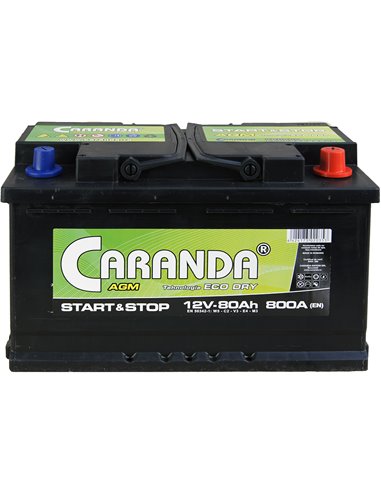 CARANDA START-STOP AGM 12V 80Ah 800A - Borna Normala (dreapta +)