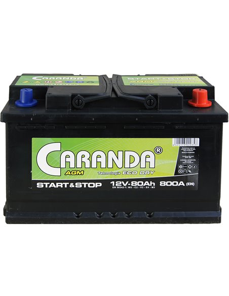 CARANDA START-STOP AGM 12V 80Ah 800A - Borna Normala (dreapta +)