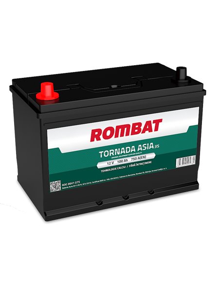 ROMBAT TORNADA ASIA 12V 100Ah 750A - Borna Normala (dreapta +)