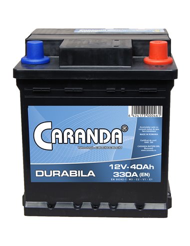 CARANDA DURABILA 12V 40Ah 330A - Borna Normala (dreapta +)