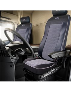 SET HUSE SCAUN TRUCK UMBRELLA PENTRU VOLVO 2000-2004 PIELE ECOLOGICA NEAGRA + VELVET GRI