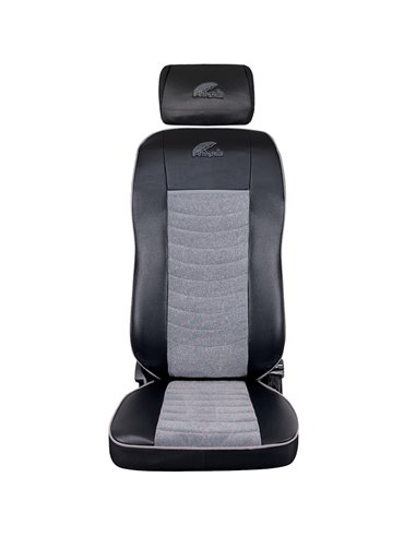 SET HUSE SCAUN TRUCK UMBRELLA PENTRU VOLVO 2000-2004 PIELE ECOLOGICA NEAGRA + VELVET GRI