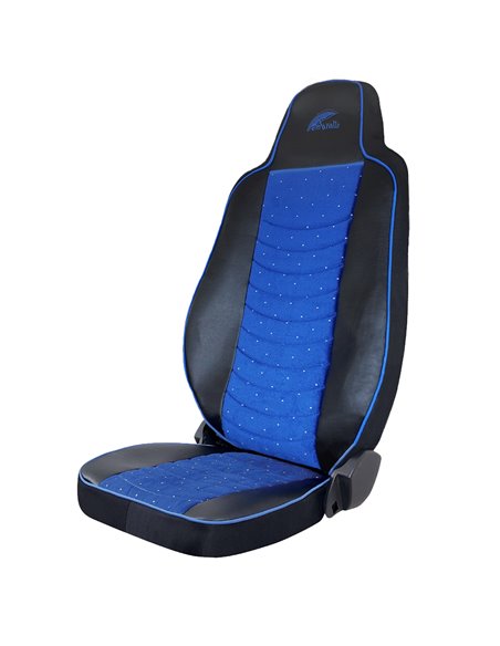 SET HUSE SCAUN TRUCK UMBRELLA PENTRU MAN SERIA TGX 6 PIELE ECOLOGICA NEAGRA + VELVET ALBASTRU