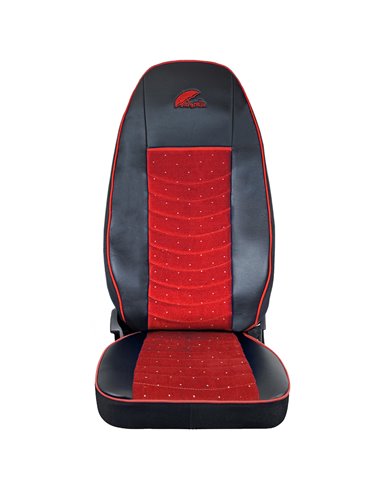 SET HUSE SCAUN TRUCK UMBRELLA PENTRU SCANIA SERIA R 2006-2020 PIELE ECOLOGICA NEAGRA + VELVET ROSU