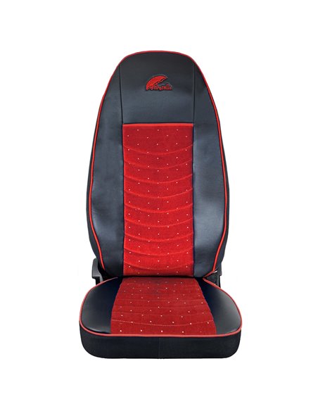 SET HUSE SCAUN TRUCK UMBRELLA PENTRU SCANIA SERIA R 2006-2020 PIELE ECOLOGICA NEAGRA + VELVET ROSU