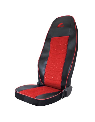 SET HUSE SCAUN TRUCK UMBRELLA PENTRU SCANIA SERIA R 2006-2020 PIELE ECOLOGICA NEAGRA + VELVET ROSU