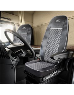 SET HUSE SCAUN TRUCK UMBRELLA PENTRU VOLVO EURO 5 PIELE ECOLOGICA GRI