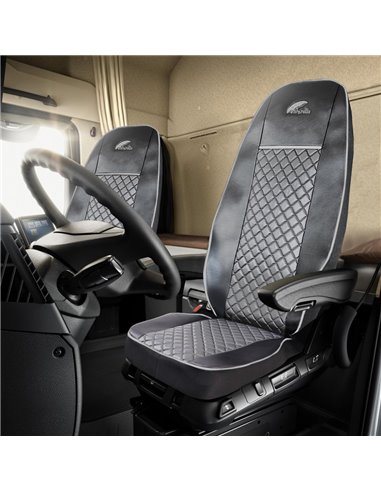 SET HUSE SCAUN TRUCK UMBRELLA PENTRU VOLVO EURO 5 PIELE ECOLOGICA GRI