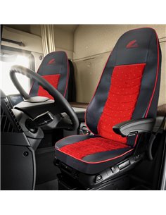 SET HUSE SCAUN TRUCK UMBRELLA PENTRU SCANIA SERIA R 2006-2020 PIELE ECOLOGICA NEAGRA+ROSU